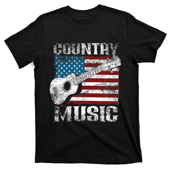 American Flag Guitar Player Funny Country T-Shirt