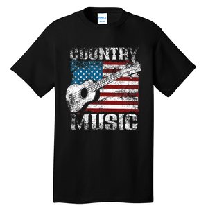 American Flag Guitar Player Funny Country Tall T-Shirt