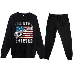 American Flag Guitar Player Funny Country Premium Crewneck Sweatsuit Set