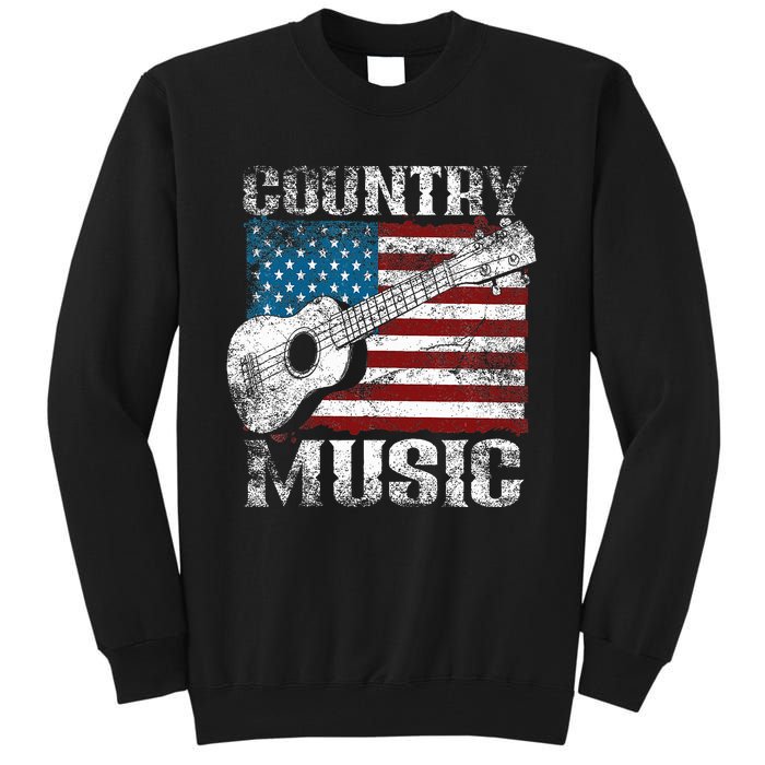 American Flag Guitar Player Funny Country Tall Sweatshirt