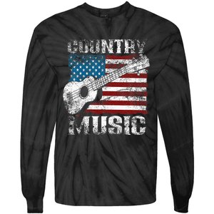 American Flag Guitar Player Funny Country Tie-Dye Long Sleeve Shirt