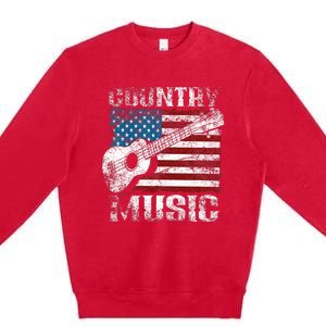 American Flag Guitar Player Funny Country Premium Crewneck Sweatshirt