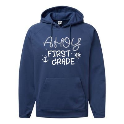 Ahoy First Grade Teacher Performance Fleece Hoodie