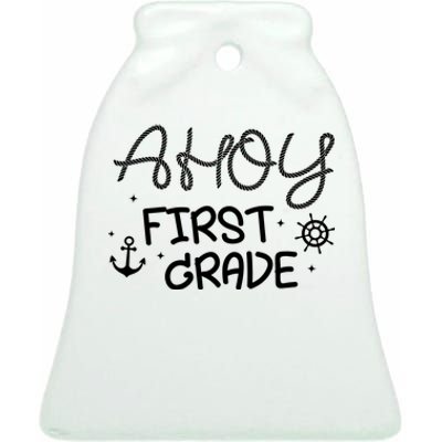 Ahoy First Grade Teacher Ceramic Bell Ornament