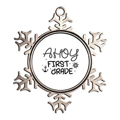 Ahoy First Grade Teacher Metallic Star Ornament