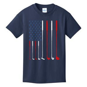 American Flag Golf Clubs Gift Kids T-Shirt