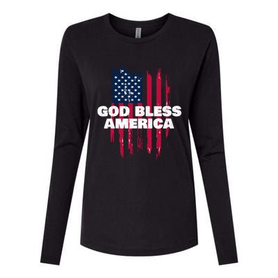 American Flag God Bless America Patriotic Gift Womens Cotton Relaxed Long Sleeve T-Shirt