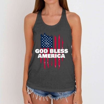 American Flag God Bless America Patriotic Gift Women's Knotted Racerback Tank