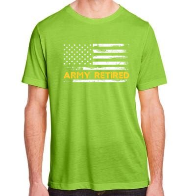 American Flag Gift Army Retired Military Army Thin Goldline Adult ChromaSoft Performance T-Shirt