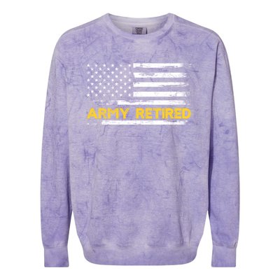 American Flag Gift Army Retired Military Army Thin Goldline Colorblast Crewneck Sweatshirt