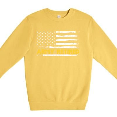 American Flag Gift Army Retired Military Army Thin Goldline Premium Crewneck Sweatshirt