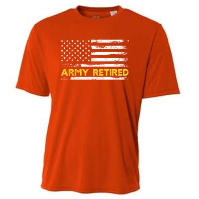 American Flag Gift Army Retired Military Army Thin Goldline Cooling Performance Crew T-Shirt