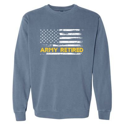 American Flag Gift Army Retired Military Army Thin Goldline Garment-Dyed Sweatshirt