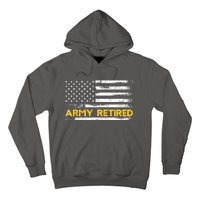 American Flag Gift Army Retired Military Army Thin Goldline Hoodie