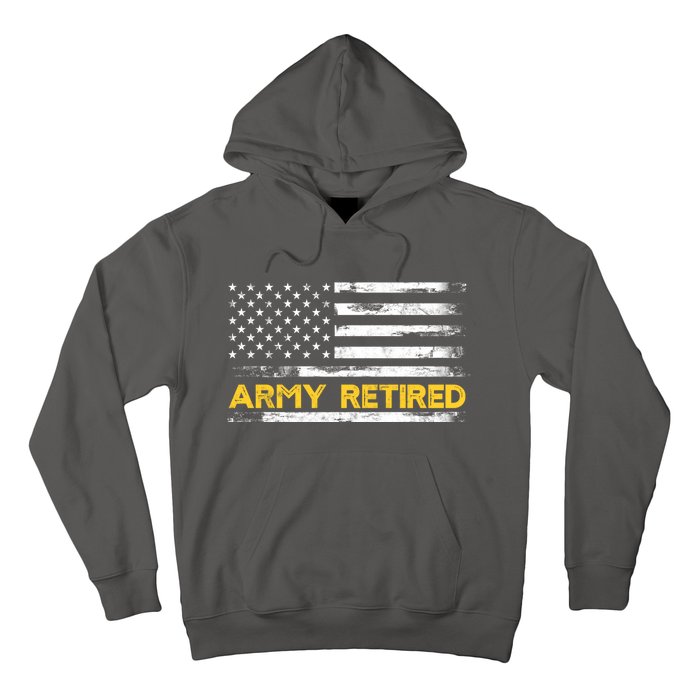 American Flag Gift Army Retired Military Army Thin Goldline Hoodie