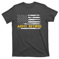 American Flag Gift Army Retired Military Army Thin Goldline T-Shirt