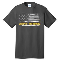 American Flag Gift Army Retired Military Army Thin Goldline Tall T-Shirt