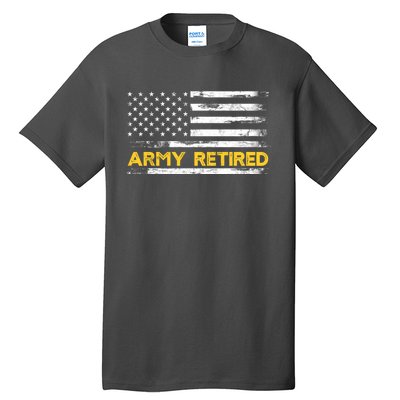 American Flag Gift Army Retired Military Army Thin Goldline Tall T-Shirt