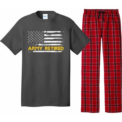 American Flag Gift Army Retired Military Army Thin Goldline Pajama Set