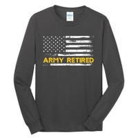 American Flag Gift Army Retired Military Army Thin Goldline Tall Long Sleeve T-Shirt