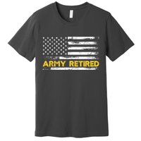 American Flag Gift Army Retired Military Army Thin Goldline Premium T-Shirt