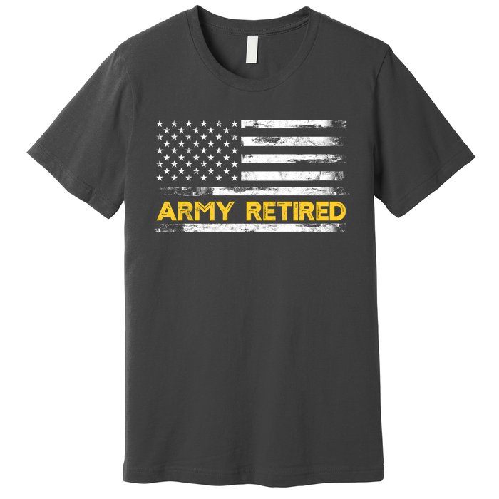 American Flag Gift Army Retired Military Army Thin Goldline Premium T-Shirt