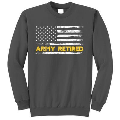 American Flag Gift Army Retired Military Army Thin Goldline Tall Sweatshirt