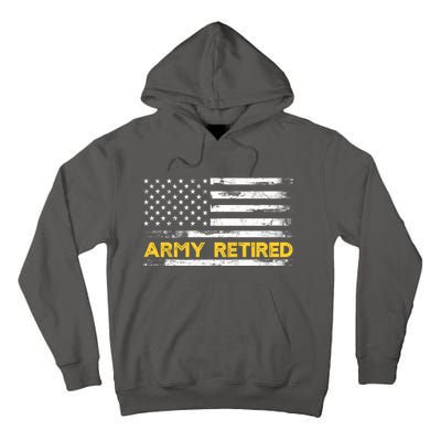 American Flag Gift Army Retired Military Army Thin Goldline Tall Hoodie