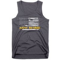 American Flag Gift Army Retired Military Army Thin Goldline Tank Top