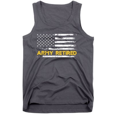 American Flag Gift Army Retired Military Army Thin Goldline Tank Top