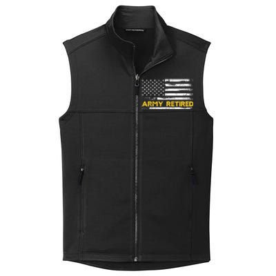 American Flag Gift Army Retired Military Army Thin Goldline Collective Smooth Fleece Vest