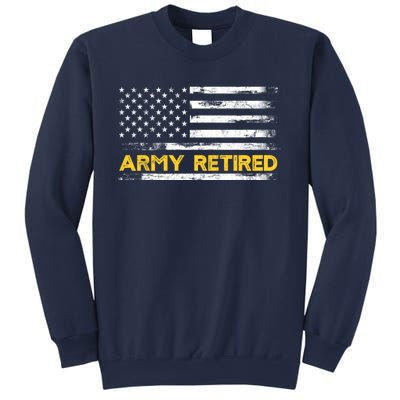 American Flag Gift Army Retired Military Army Thin Goldline Sweatshirt