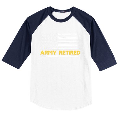 American Flag Gift Army Retired Military Army Thin Goldline Baseball Sleeve Shirt