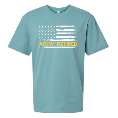 American Flag Gift Army Retired Military Army Thin Goldline Sueded Cloud Jersey T-Shirt