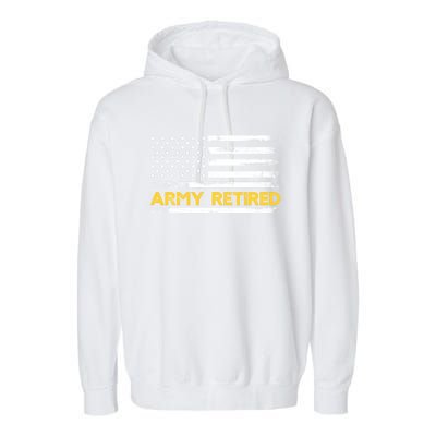 American Flag Gift Army Retired Military Army Thin Goldline Garment-Dyed Fleece Hoodie