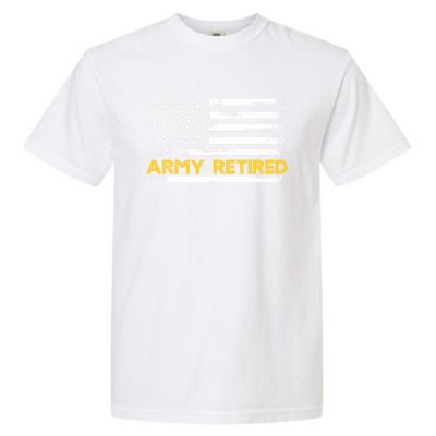 American Flag Gift Army Retired Military Army Thin Goldline Garment-Dyed Heavyweight T-Shirt