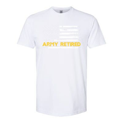 American Flag Gift Army Retired Military Army Thin Goldline Softstyle® CVC T-Shirt