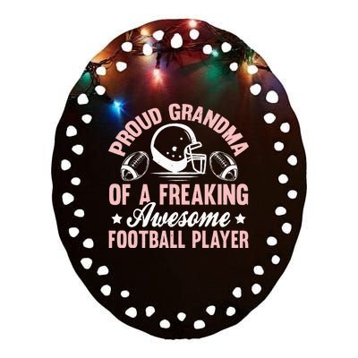 American Football Grandma Grandmother Grandmom Theme Quote Ceramic Oval Ornament