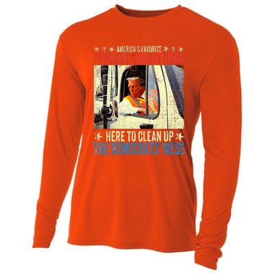 AmericaS Favorite Garbage Man Trump Rides In Garbage Cooling Performance Long Sleeve Crew