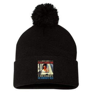 AmericaS Favorite Garbage Man Trump Rides In Garbage Truck Pom Pom 12in Knit Beanie