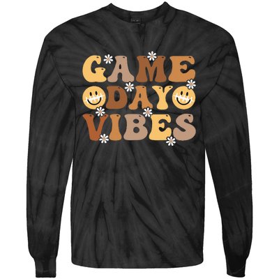 American Football Game Day Vibes Sport Women Girl Tie-Dye Long Sleeve Shirt