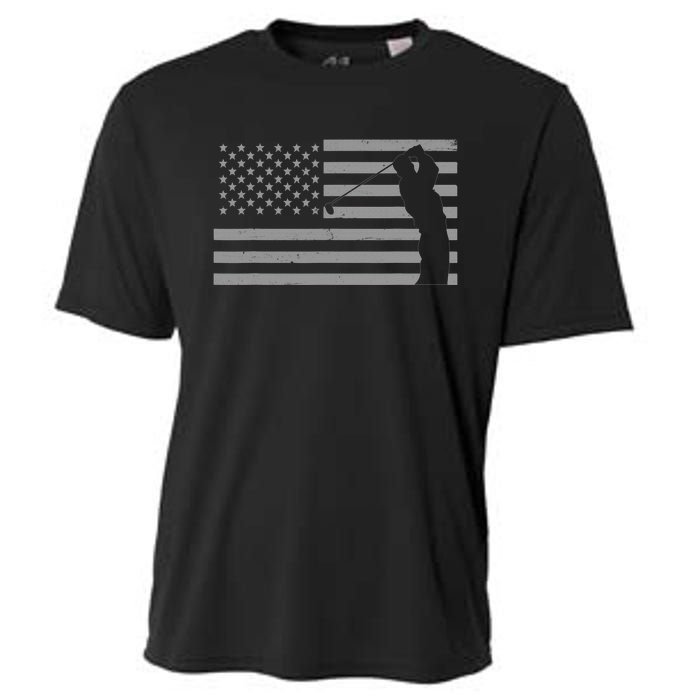 American Flag Golf Clothing Golfer Vintage Golf Cooling Performance Crew T-Shirt