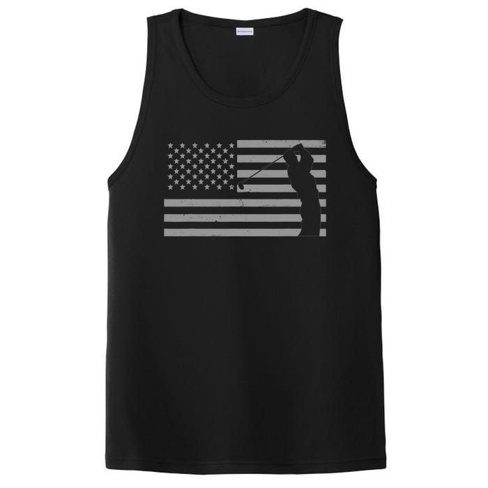 American Flag Golf Clothing Golfer Vintage Golf PosiCharge Competitor Tank