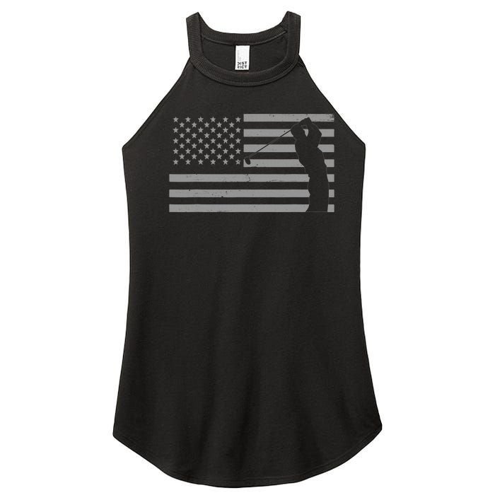 American Flag Golf Clothing Golfer Vintage Golf Women’s Perfect Tri Rocker Tank