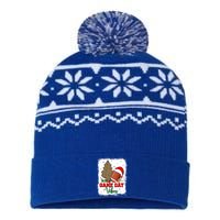 America Football Game Day Vibes Leopard Football Santa Hat Gift USA-Made Snowflake Beanie