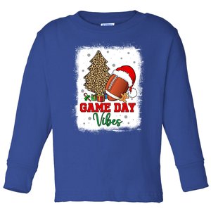 America Football Game Day Vibes Leopard Football Santa Hat Gift Toddler Long Sleeve Shirt