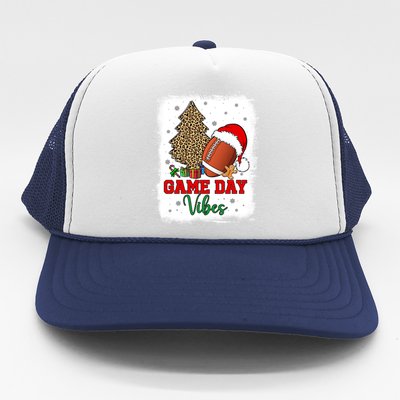 America Football Game Day Vibes Leopard Football Santa Hat Gift Trucker Hat