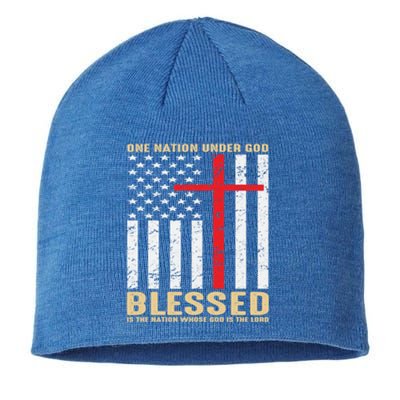 American Flag Gift One Nation Under God Great Gift Sustainable Beanie