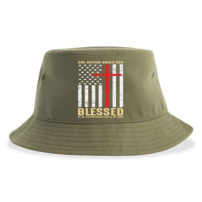 American Flag Gift One Nation Under God Great Gift Sustainable Bucket Hat