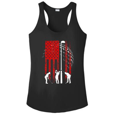 American Flag Golf Vintage 4th Of July Golfer Ladies PosiCharge Competitor Racerback Tank